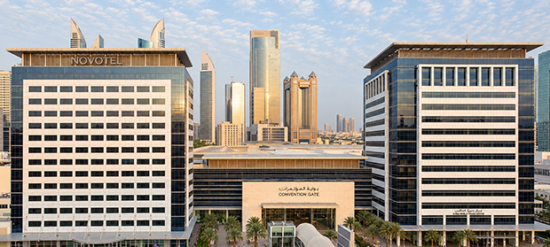 Why DWTC Is One of Dubais Best Locations for Business ‣ Sentinel Dubai Front-facing view of the Dubai World Trade Centre